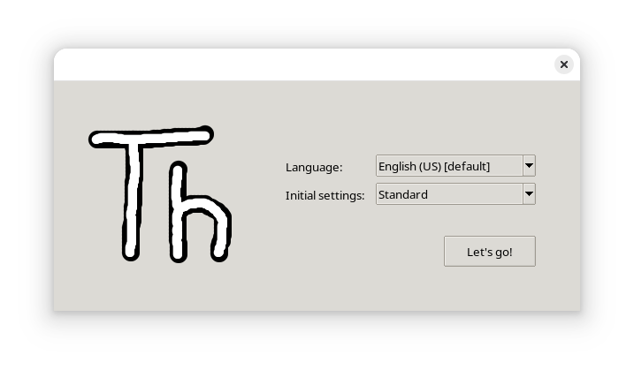 Eerste pop-up van Thonny om aan te geven in welke taal je de software wilt gebruiken.